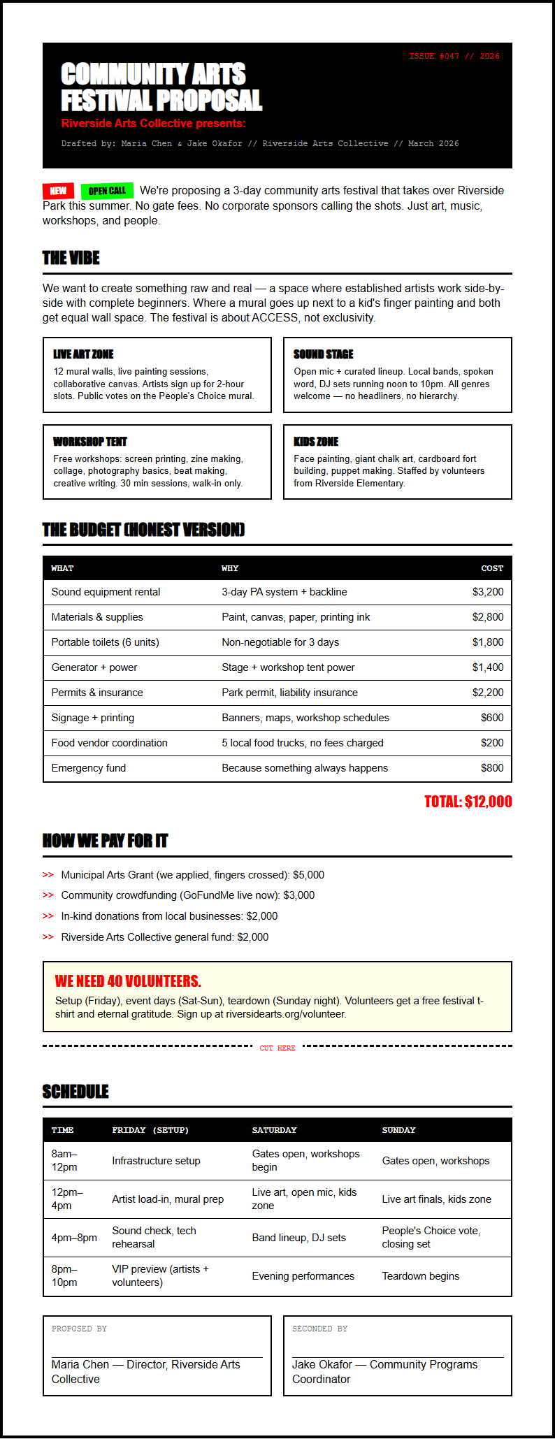 Creative indie proposal